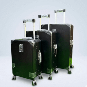 PC Aluminum 3-Piece Spinner Luggage Set (Black)