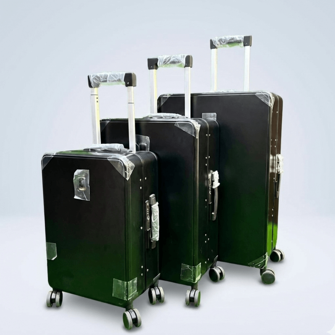 PC Aluminum 3-Piece Spinner Luggage Set (Black) PC Aluminum 3-Piece Spinner Luggage Set (Black)