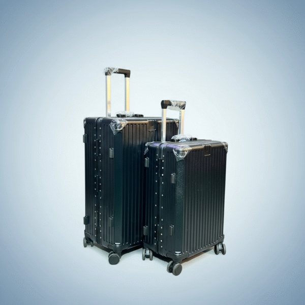 2-In-1 PC Black Aluminum Travel Luggage Set