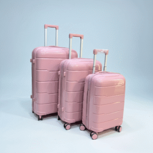 3-In-1 Pink AzureStride Unbreakable Luggage Set